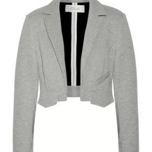 $495 Derek Lam 10 Crosby Cropped Knit Notch Lapel Open Grey Blazer Jacket 4
